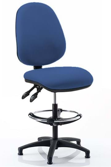 View Blue Upholstered Draughtsman Draughter Office Laboratory Chair Height Adjustable Fixed Glides To Stop Movement Recling Backrest Deep Padding information