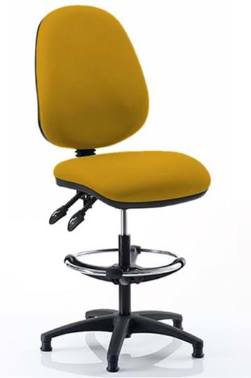 View Yellow Upholstered Draughtsman Draughter Office Laboratory Chair Height Adjustable Fixed Glides To Stop Movement Recling Backrest Deep Padding information