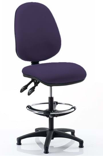View Purple Upholstered Draughtsman Draughter Office Laboratory Chair Height Adjustable Fixed Glides To Stop Movement Recling Backrest Deep Padding information