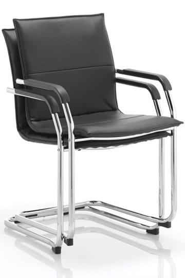 View Black Leather Stackable Visitors Chair Chrome Frame Companion information