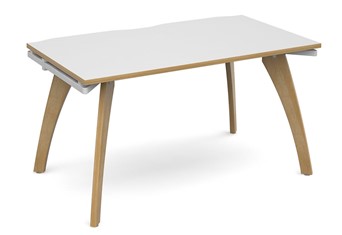Fuze Single Bench Desk - 1200 x 800 x 725mm White / Oak Edge No Cable Management