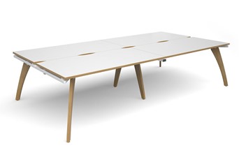 Fuze Double Back To Back Desk - 2400mm x 1600mm x 725mm White / Oak Edge No Cable Management