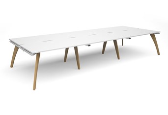 Fuze Triple Back To Back Desk - White / White Edge 3600 x 1600 x 725mm No Cable Management