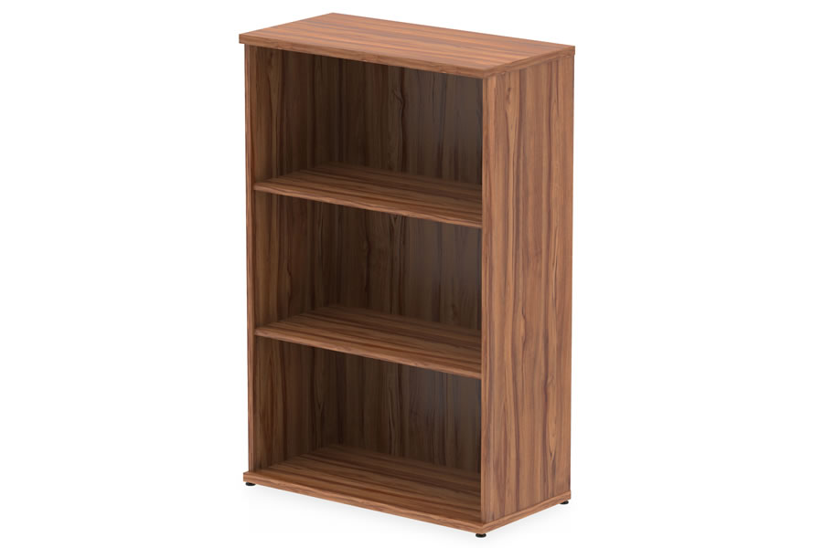 View Medium Height Open Bookcase With Two Adjustable Shelves In Walnut Finish For Home Office Study 120cm Tall Levelling Feet Holds A4 Folders information