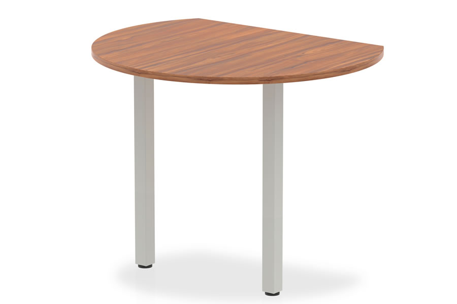 View Walnut Finish Circular Meeting Table To Fit To Desk Rounded End 100cm x 100cm Scratch Resistant Surface Post Legs With Levelling Feet Nova information