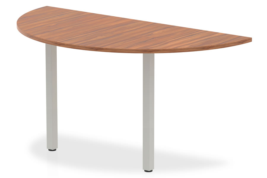 View Walnut Finish Semi Circular Meeting Table To Fit To Desk Rounded End 160cm x 160cm Scratch Resistant Surface Post Legs With Levelling Feet Nov information