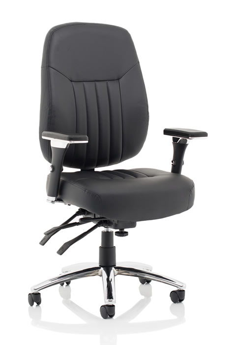 View Ergonomic Black Leather Home Office Chair Height Adjust Reclining Backrest Seat Depth Adjustment Seat Height Adjustment Height Adjustable Arms information