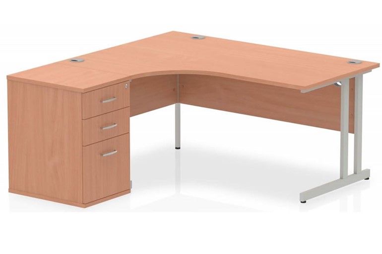 Price Point Beech Corner Cantilever Workstation