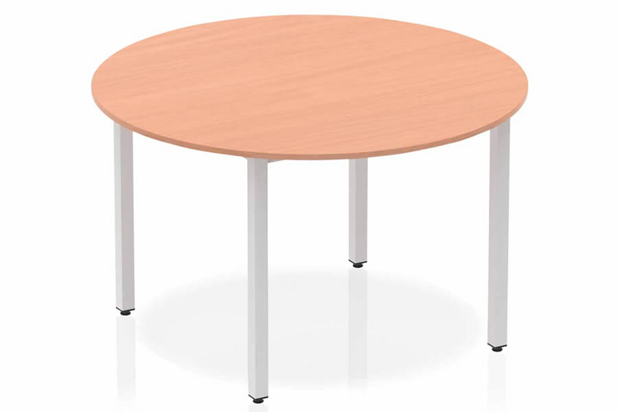 View Beech Finish 120cm Circular Home Office Study Meeting Table Metal Box Frame Leg Scratch Resistant Surface Impulse Pricepoint information