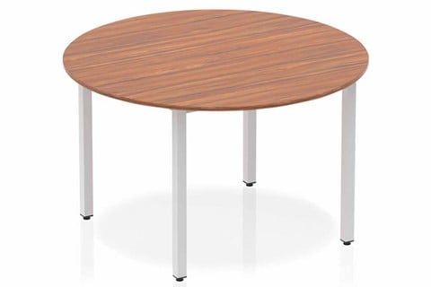 Nova Walnut Circle Table 1200 Post Leg Silver