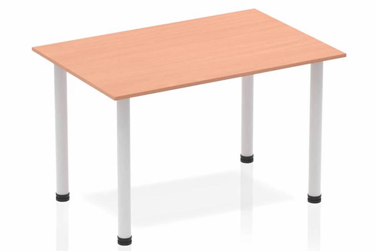 Price Point Straight Table Beech Post Leg Silver