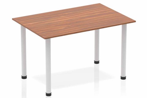 Nova Straight Table Walnut Post Leg Silver - 1200mm 