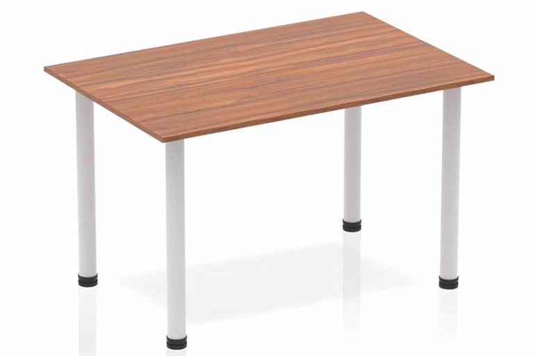 Nova Walnut  Straight Table Post Leg Silver