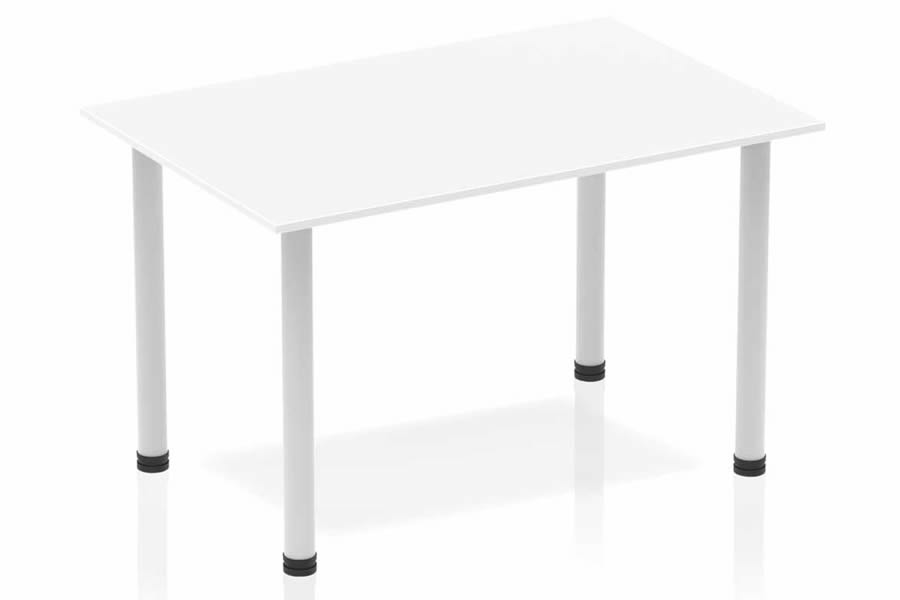 View White 1200mm Straight Rectangular Office Table Silver Post Leg Polar information