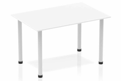 Polar White Straight Table Post Leg Silver - 1200mm