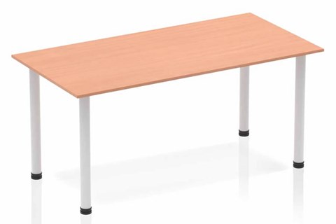 Price Point Straight Table Beech Post Leg Silver - 1600mm 