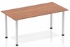 Nova Walnut  Straight Table Post Leg Silver