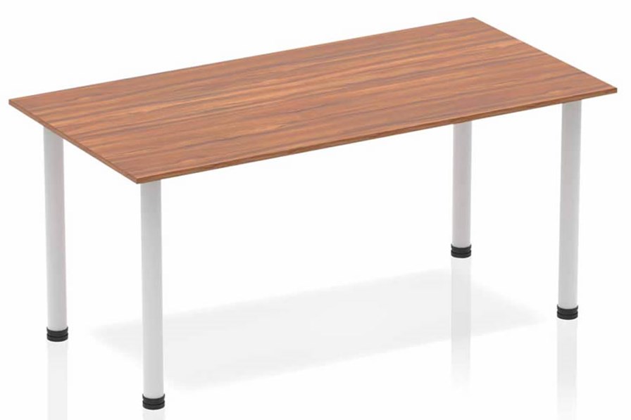Nova Walnut  Straight Table Post Leg Silver