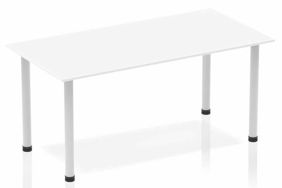View White Straight Rectangular Office Meeting Table 3 Sizes Silver Post Legs Polar information