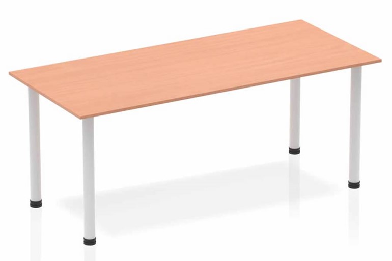 Price Point Straight Table Beech Post Leg Silver