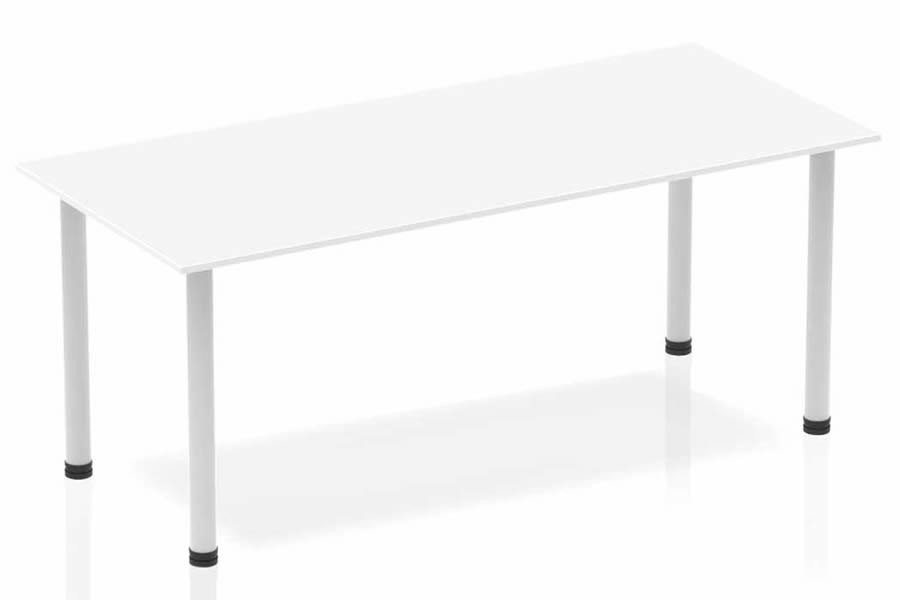 View White 1800mm Straight Rectangular Office Table Silver Post Leg Polar information