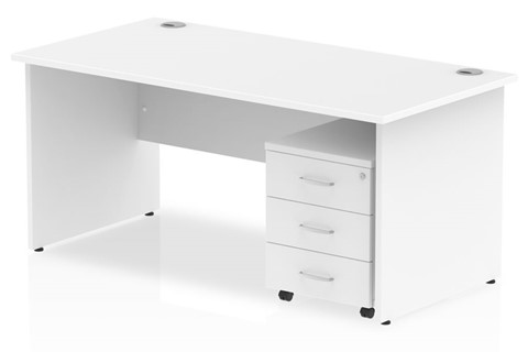 Polar Straight Panel Desk And Pedestal - 1600mm 2 Drawer 