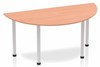 Price Point Beech  Semi-circle Table 1600 Post Leg Silver