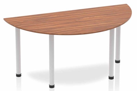 Nova Walnut Semi-circle Table 1600 Post Leg Silver