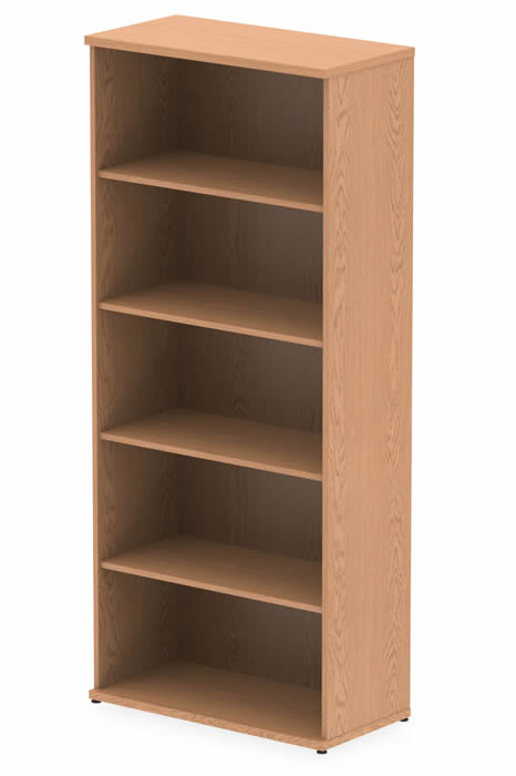 View Tall Open Bookcase With Four Adjustable Shelves In Oak Finish For Home Office Study 200cm Tall Levelling Feet Holds A4 Folders Norton information