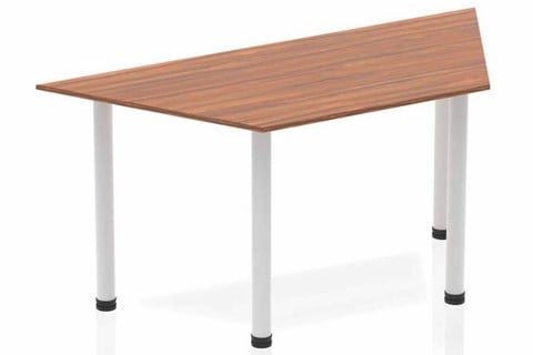 Nova Walnut Trapezium Table 1600 Walnut Post Leg Silver