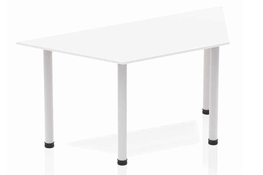View White Finish Trapezoidal MultiPurpose Meeting Table Silver Post Leg Scratch Resistant Surface Polar Impulse information