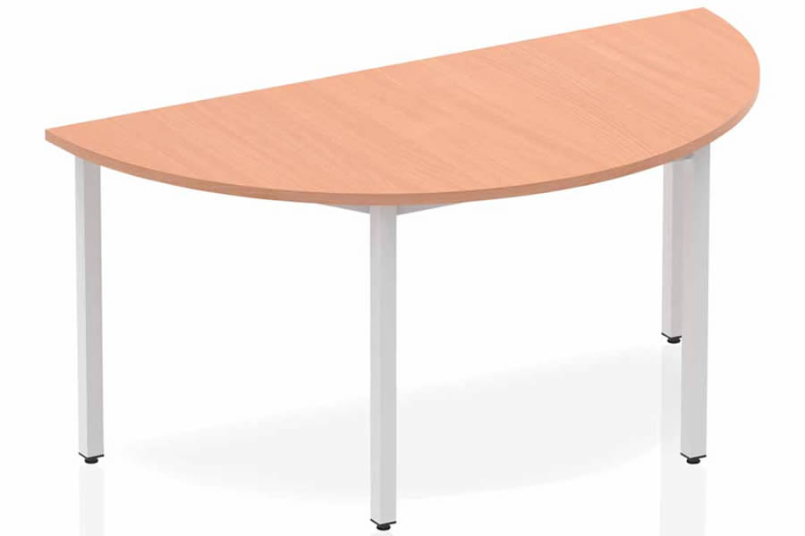 View Beech Finish 160cm Trapezoidal MultiPurpose Meeting Table Scratch Resistant Surface Box Frame Leg Price Point information