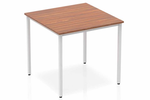 Nova Walnut Straight Table Box Frame Leg Silver - 800mm 