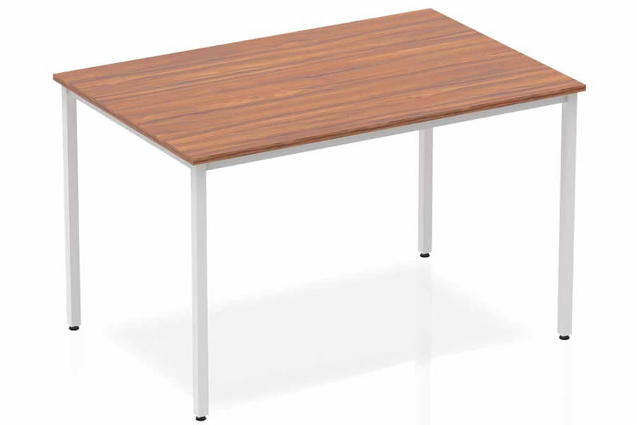 View Nova Walnut 1200mm Straight Table Silver Box Frame Leg information