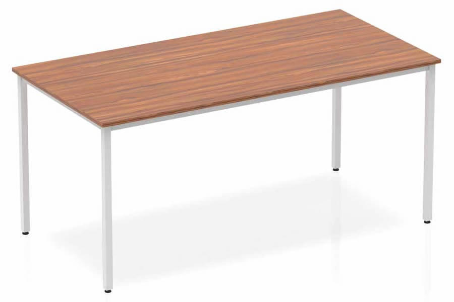 View Nova Walnut 1600mm Straight Table Silver Box Frame Leg information