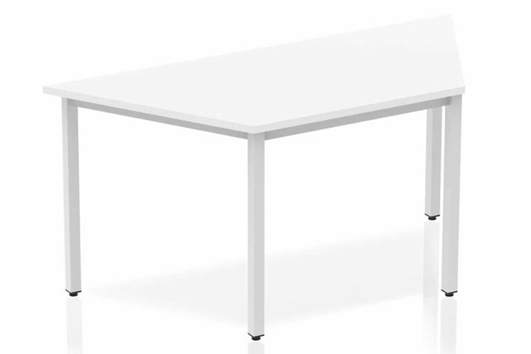 Polar White Trapezium Table 1600 Box Frame Leg Silver