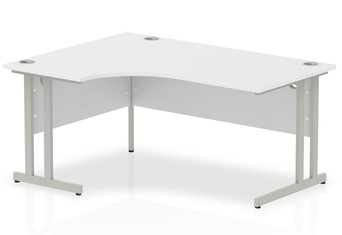 Polar White Cantilever Corner Desk - Left Handed 1400mm 