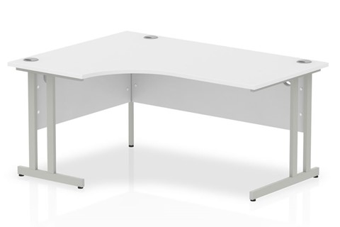 Polar White Cantilever Corner Desk - Left Handed 1400mm 