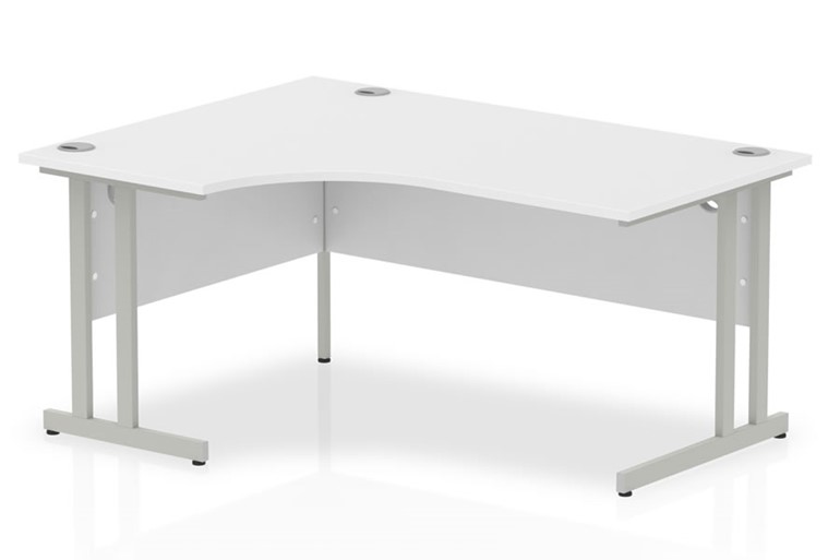 L Shaped Corner Cantilever Office Desk, Left Hand Desk White