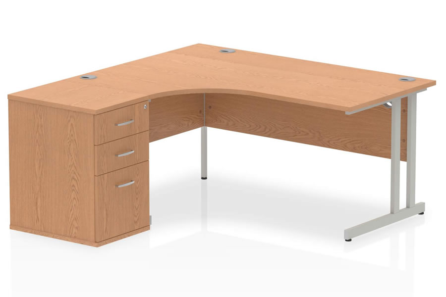 View Oak LShaped Corner Desk With 3 Drawer Fixed Pedestal Norton information