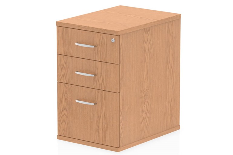 Norton Oak 3 Drawer Desk High Pedestal