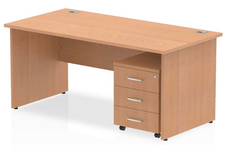 Norton Oak Panel Desk And Pedestal