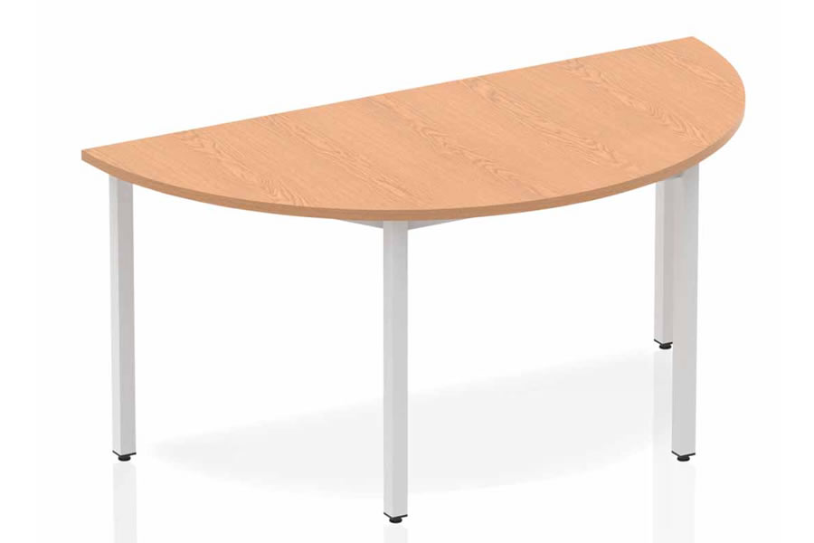 View Oak 1600mm SemiCircle Multiple Purpose Office Meeting Table Round Silver Post Leg Scratch Resistant Surface Norton information