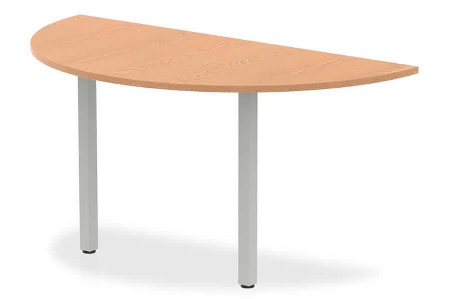 View Oak SemiCircular Meeting Table To Fit To Desk Rounded End 160cm x 160cm Scratch Resistant Surface Post Legs With Levelling Feet Norton information