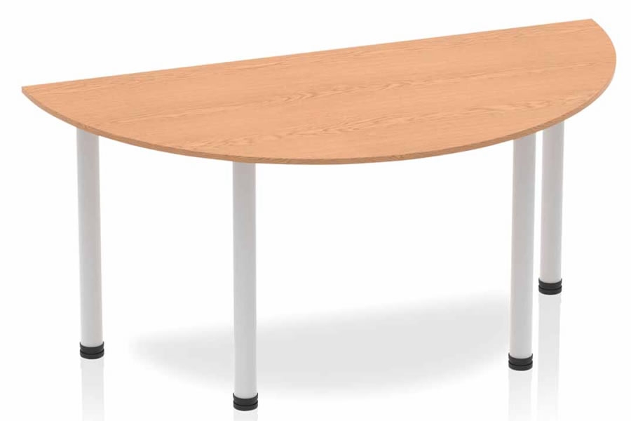 View Norton Light Oak 1600mm SemiCircle Multiple Purpose Office Meeting Table Round Silver Post Leg Scratch Resistant Surface Levelling Feet information