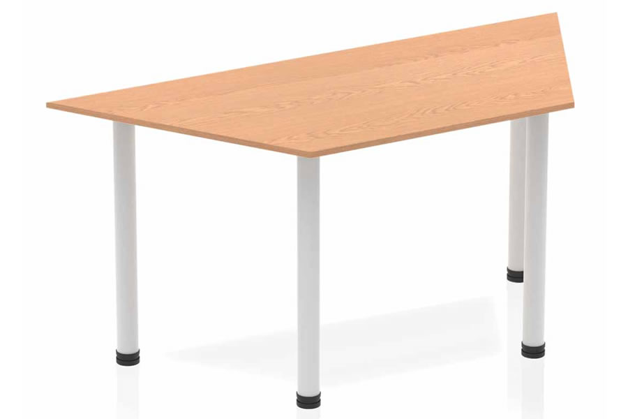 View Oak Finish 160cm Trapezoidal MultiPurpose Meeting Table Scratch Resistant Surface Steel Post Leg Base Norton information