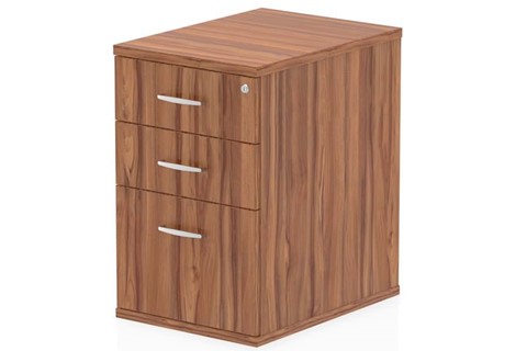 Nova Walnut 3 Drawer Desk High Pedestal - 600mm 