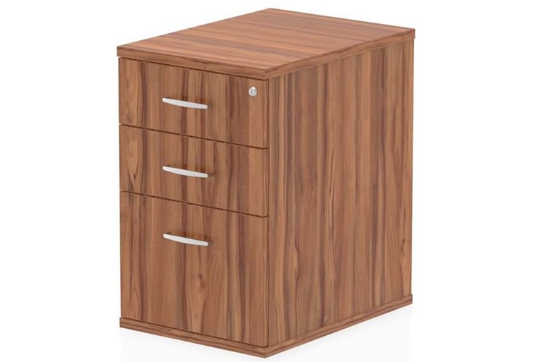 Nova Walnut 3 Drawer Desk High Pedestal