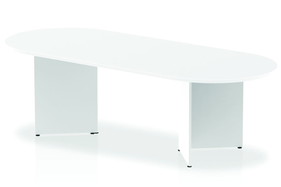 View White Large Boardroom Table To Seat 810 People Rounded Ends 240cm x 120cm Scratch Resistant Surface Panel Legs With Levelling Feet Polar information
