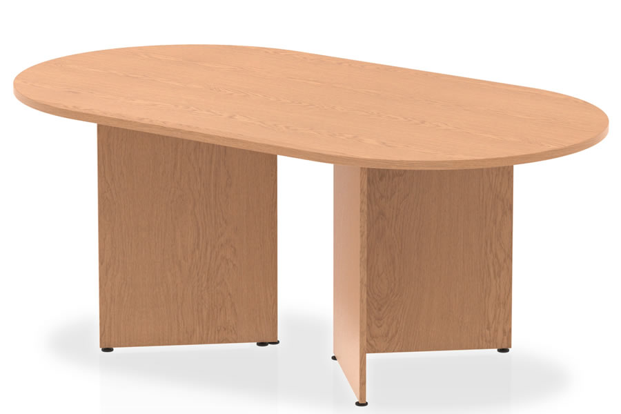 View Oak Large Boardroom Table To Seat 68 People Rounded Ends 180cm x 120cm Scratch Resistant Surface Panel Legs With Levelling Feet Norton information